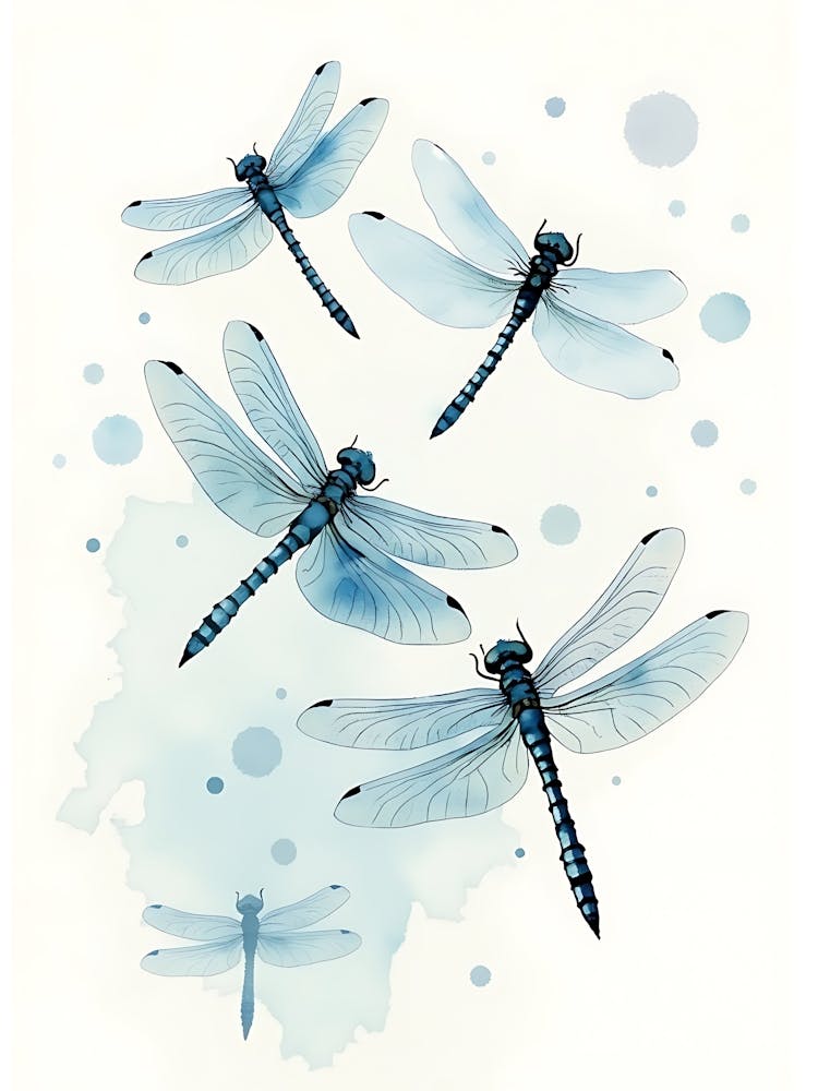Abstract Blue Dragon Flies