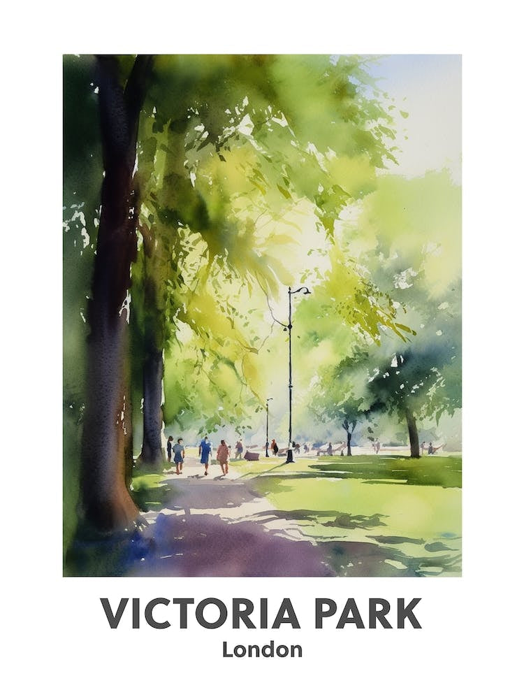 Victoria Park, London 1 Watercolour Travel Poster