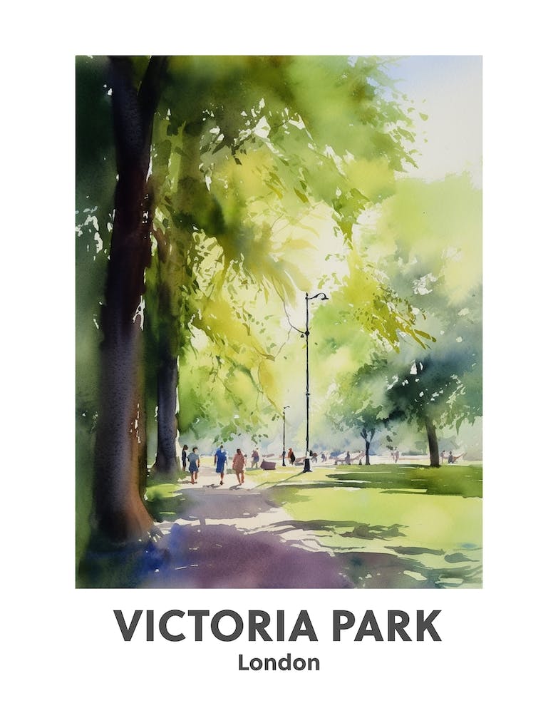 Victoria Park, London 1 Watercolour Travel Poster