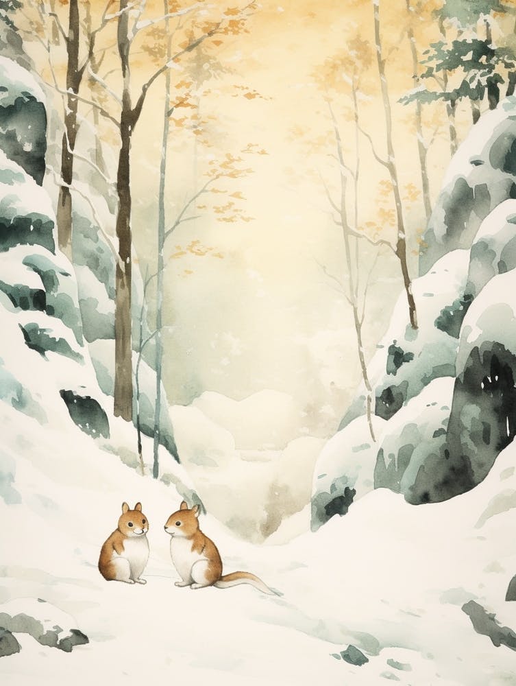 Winter Watercolour Chipmunk 3