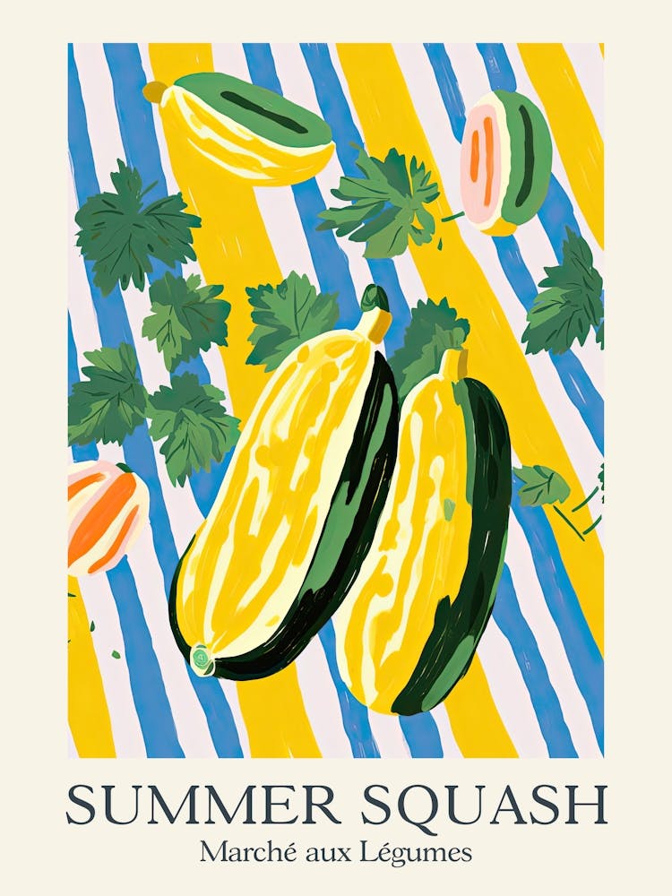 Marche Aux Legumes Summer Squash Summer Illustration 3