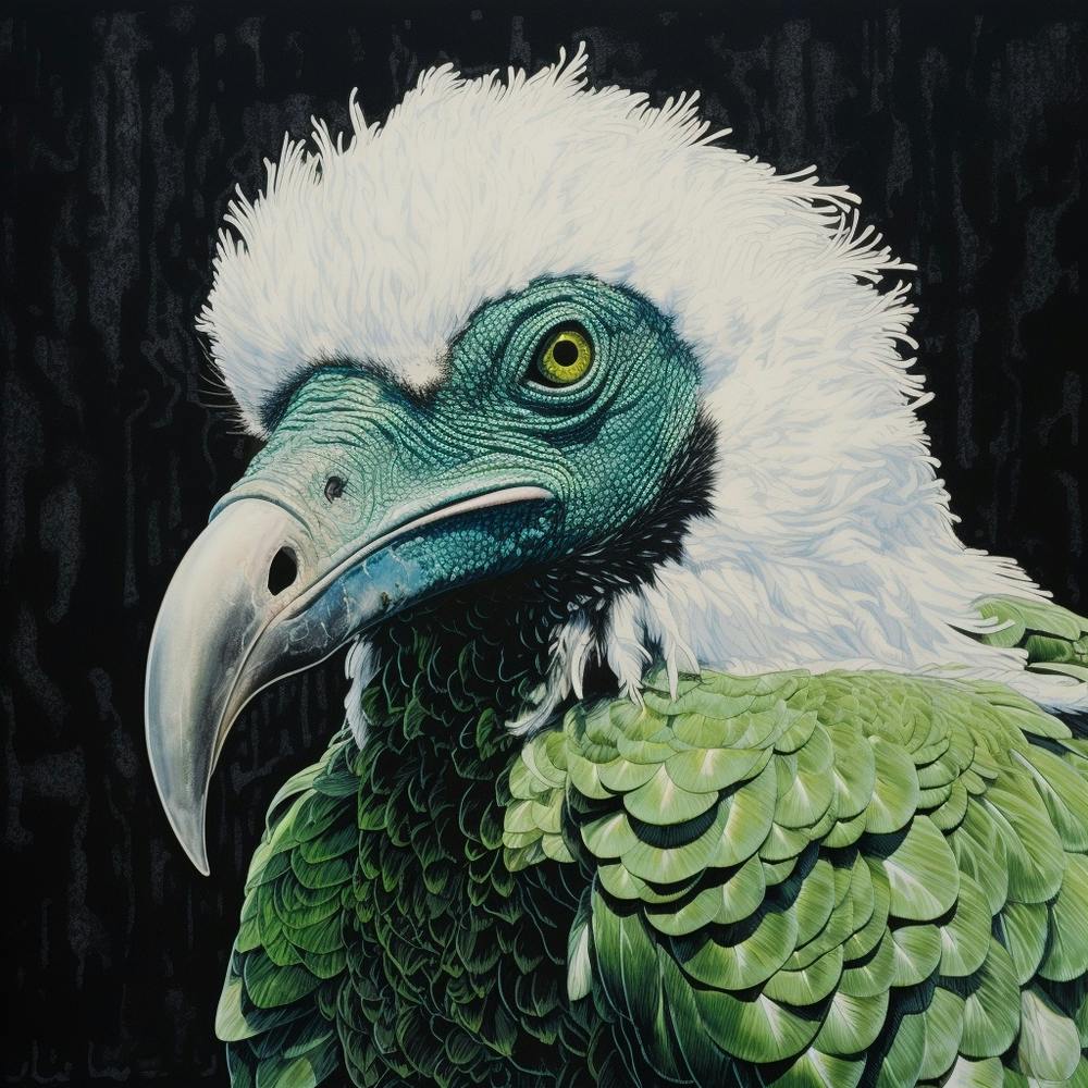 Ohara Koson Inspired Bird Painting Vulture 1 Square