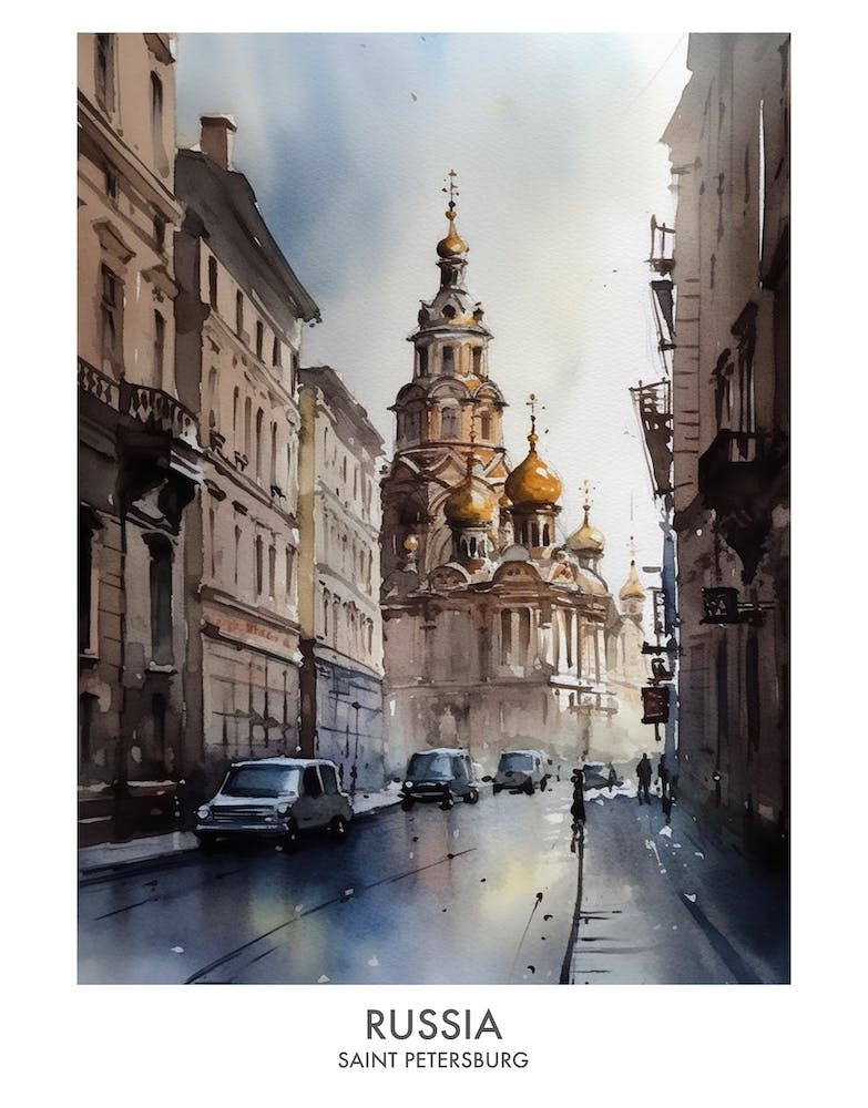 Saint Petersburg, Russia 4 Watercolor Travel Poster