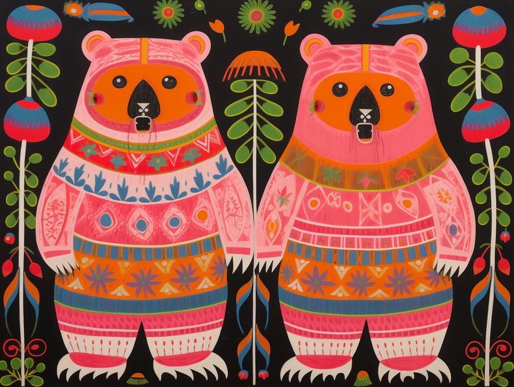 Wombat 1 Folk Style Animal Illustration