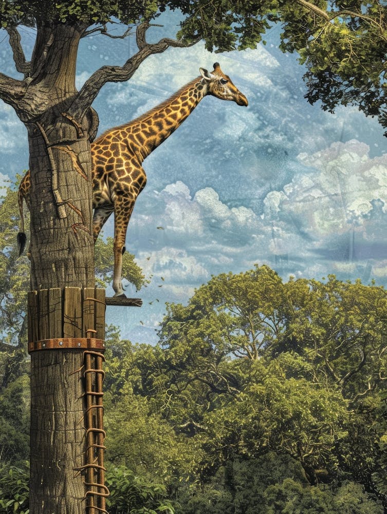 Giraffe In The Tree