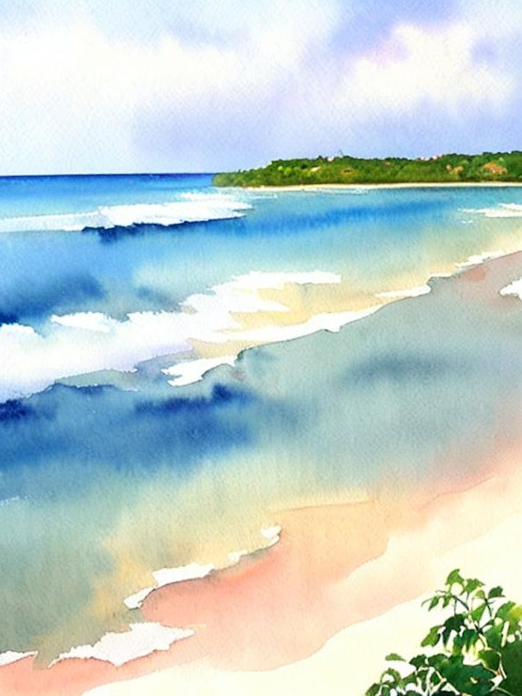 Crane Beach 5, Barbados Watercolour