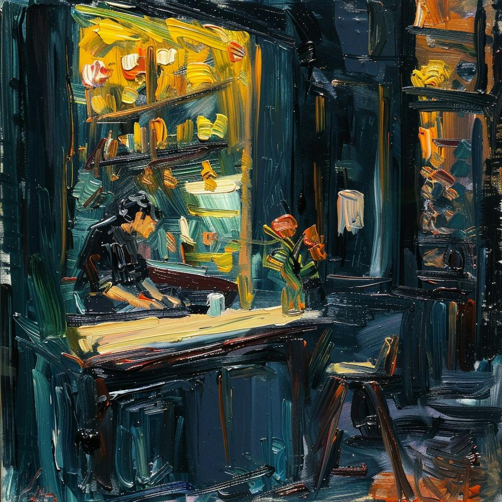 Coffee Shop At Night