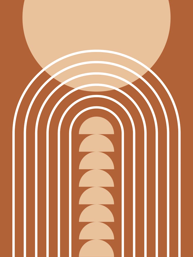 Modern Mid Century Gateway Sun Rainbow 7 In Beige Terracotta Brown 01