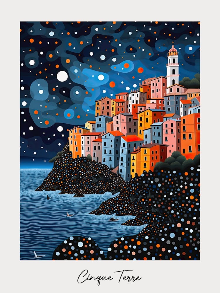 Poster Of Cinque Terre, Italy, Illustration In The Style Of Pop Art 2
