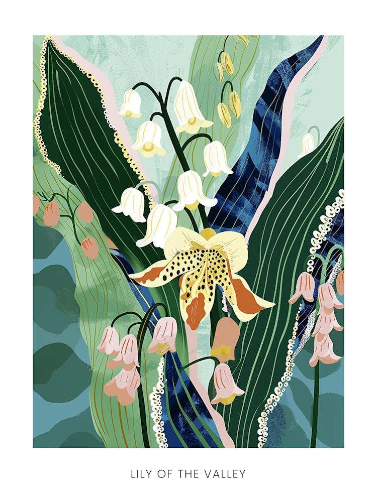 Colourful Flower Illustration Poster Lily Of The Valley 2