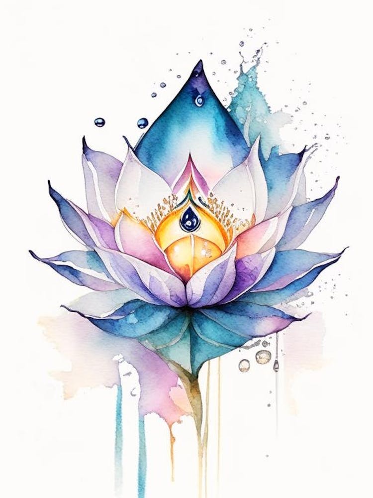 Lotus Flower, Symbol, Third Eye Watercolour 2