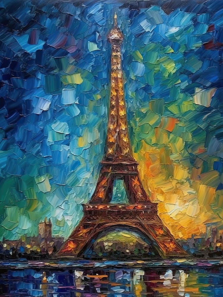 Eiffel Tower Paris France Vincent Van Gogh Style 12