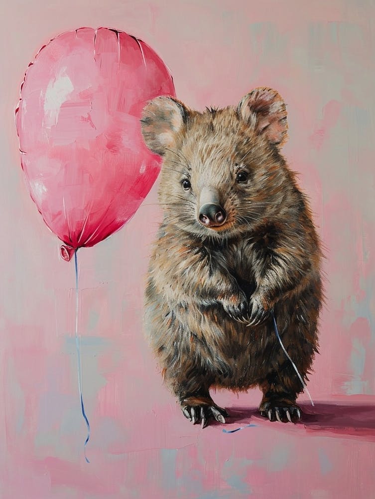 Cute Wombat 1 With Balloon