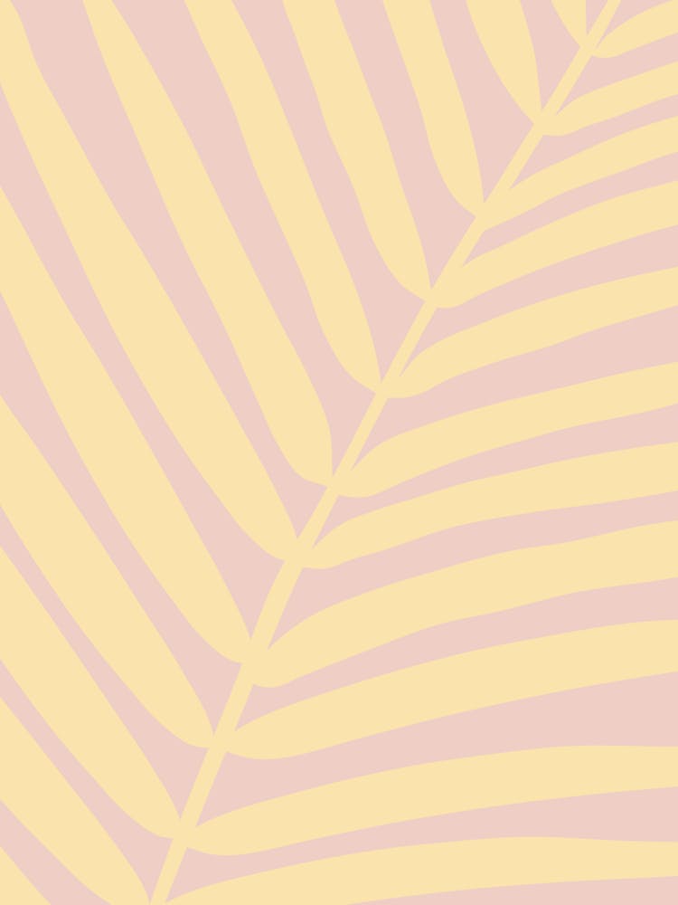 Pastel Yellow Tropical Palm Leaf
