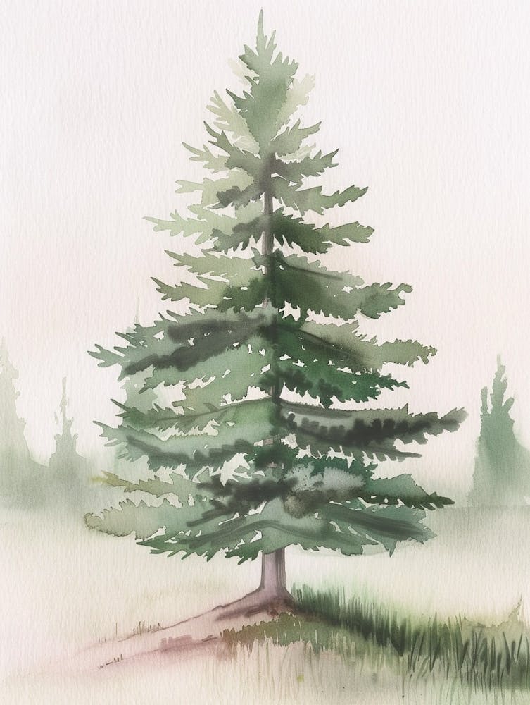 Balsam Tree Atmospheric Watercolour Painting 3