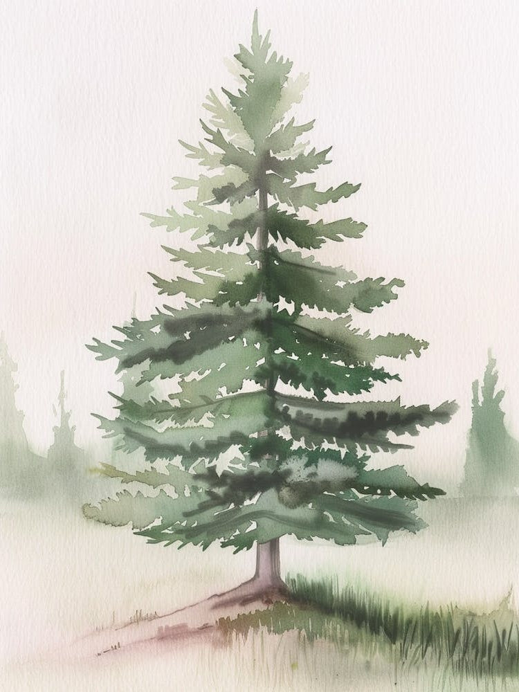 Balsam Tree Atmospheric Watercolour Painting 3