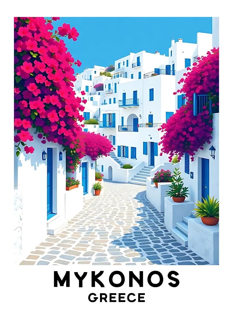 Mykonos - Greece Vintage Travel Poster 32