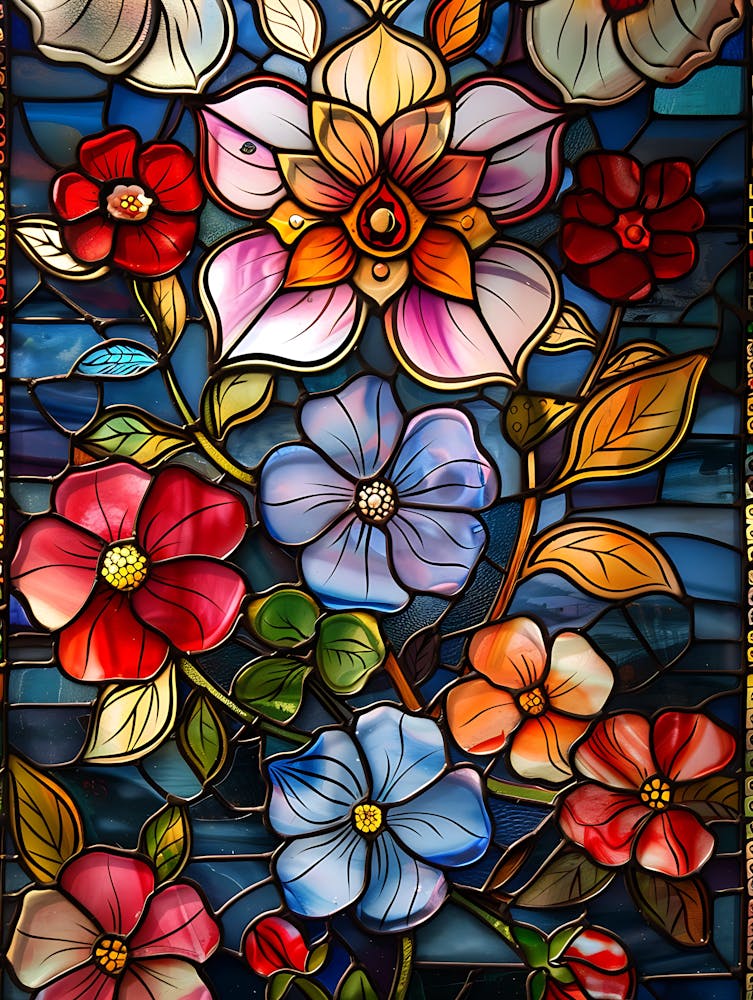 Colorful Stained Glass Flowers 19