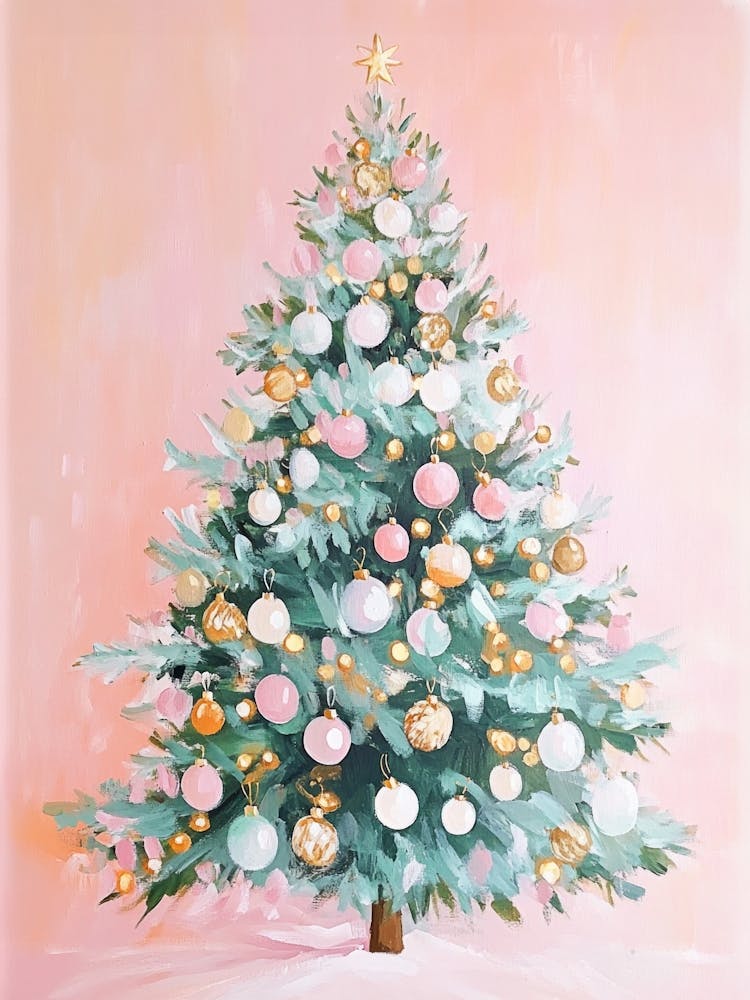 Christmas Tree. Whimsical Pastel Acrylic