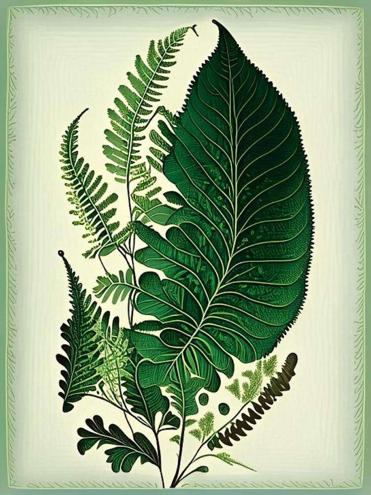 Southern Maidenhair Fern 4 Vintage Botanical Poster