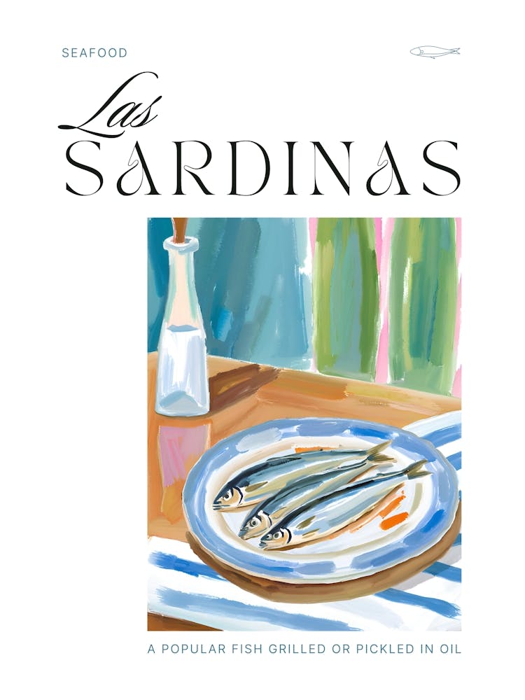 Las sardinas - style exhibition poster