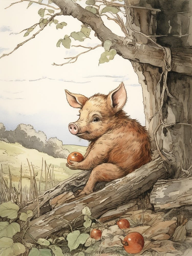 Storybook Animal Watercolour Pig 2