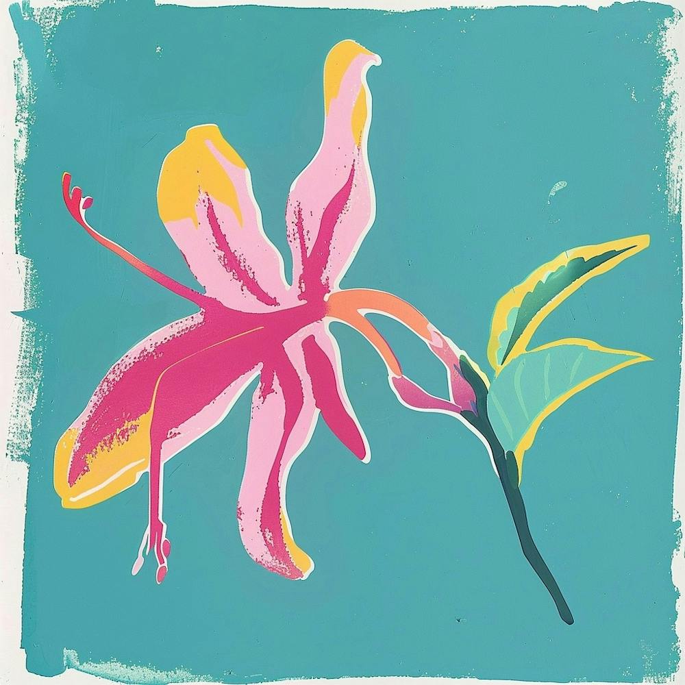 Fuchsia 2 Square Flower Illustration