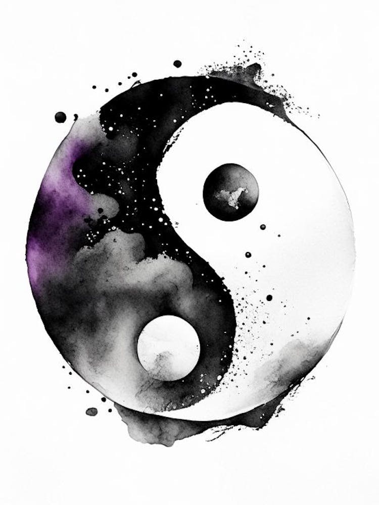 Black And White 1 Yin and Yang Watercolour