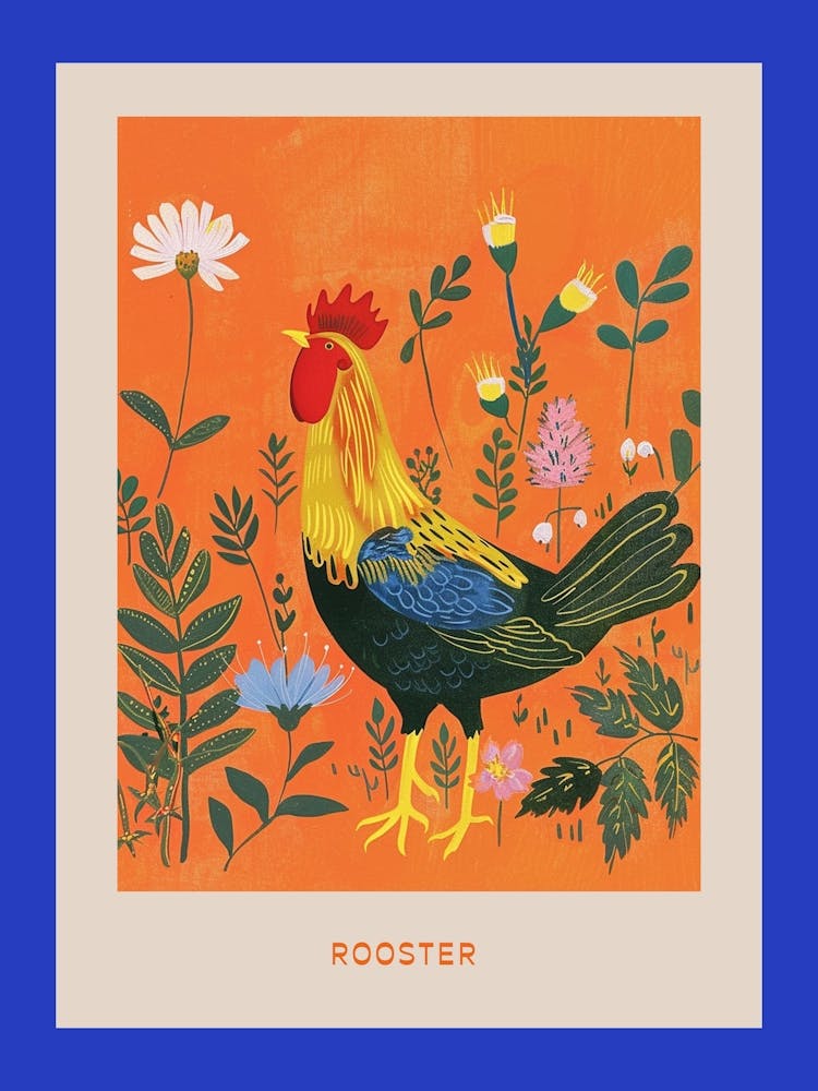 Spring Birds Poster Rooster 2