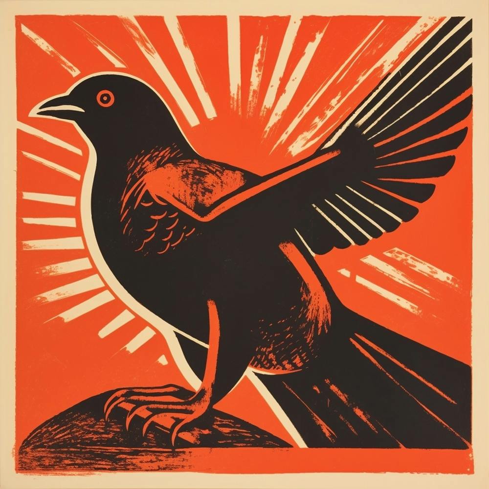 Retro Bird Lithograph Pigeon 3