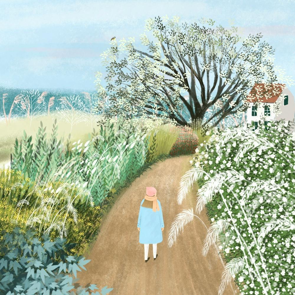 Girl Walking in the garden