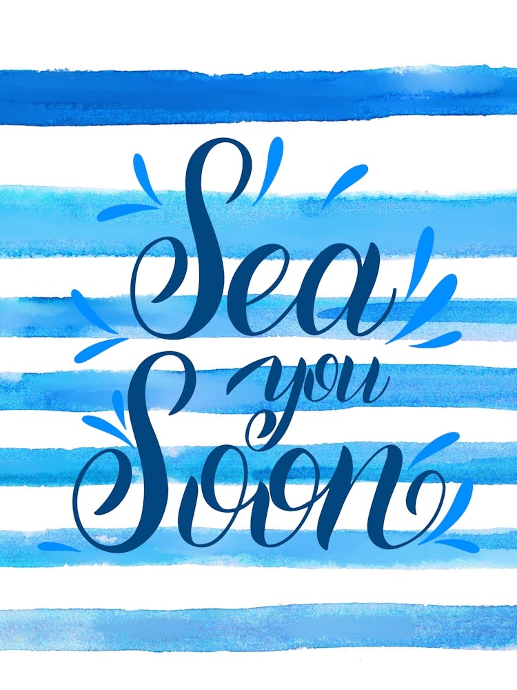 Sea you soon - travel poster, vector art, positive tropical motivation 18