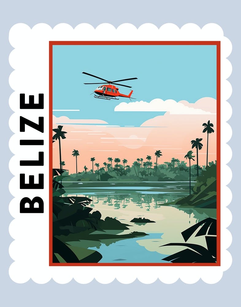 Belize 2 Travel Stamp Poster