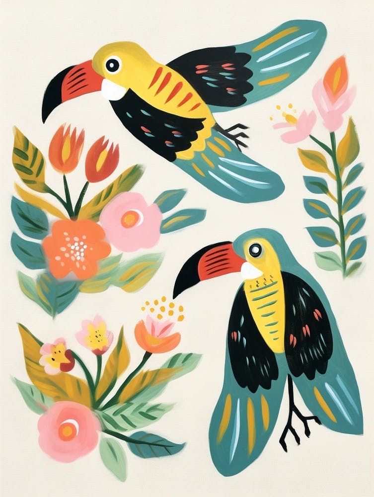 Folk Style Bird Painting Toucan 3