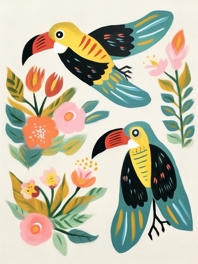 Folk Style Bird Painting Toucan 3