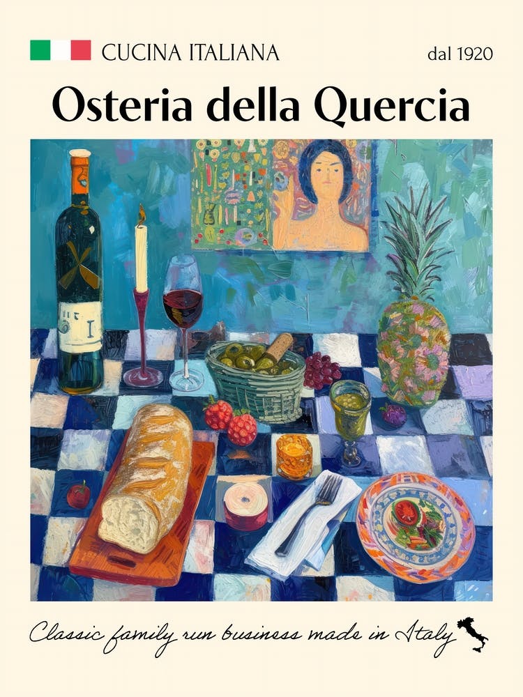 Osteria Della Quercia Trattoria Italian Poster Food Kitchen
