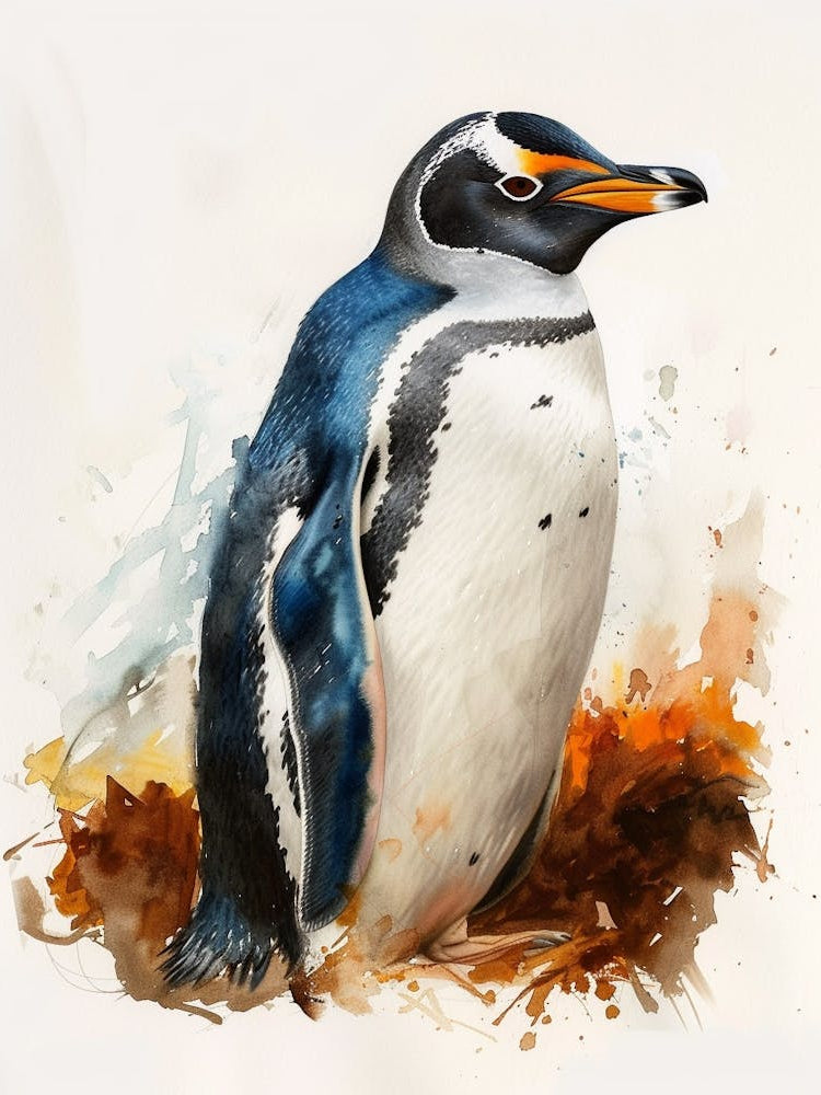 Humboldt Penguin Oamaru Blue Penguin Colony Watercolour Painting 3