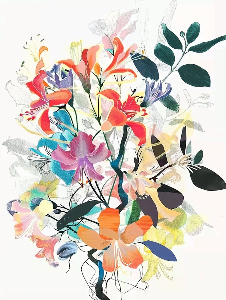 Honeysuckle 2 Collage Flower Bouquet