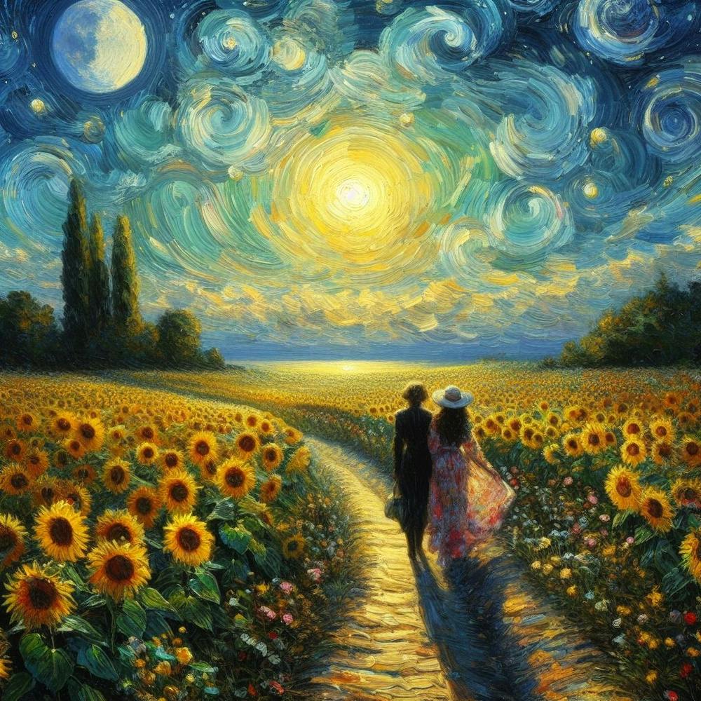 Sunflowers At Night