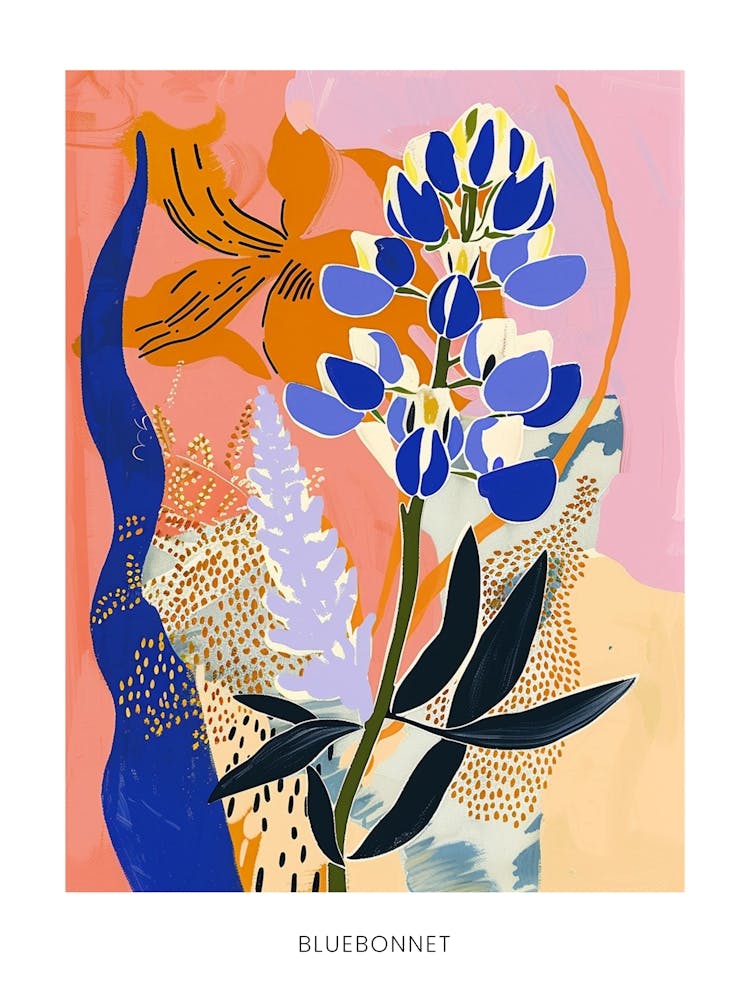 Colourful Flower Illustration Poster Bluebonnet 5