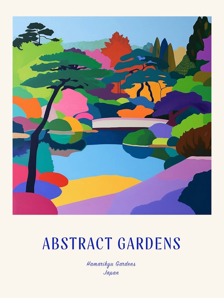 Colourful Gardens Hamarikyu Gardens Japan 2 Blue Poster