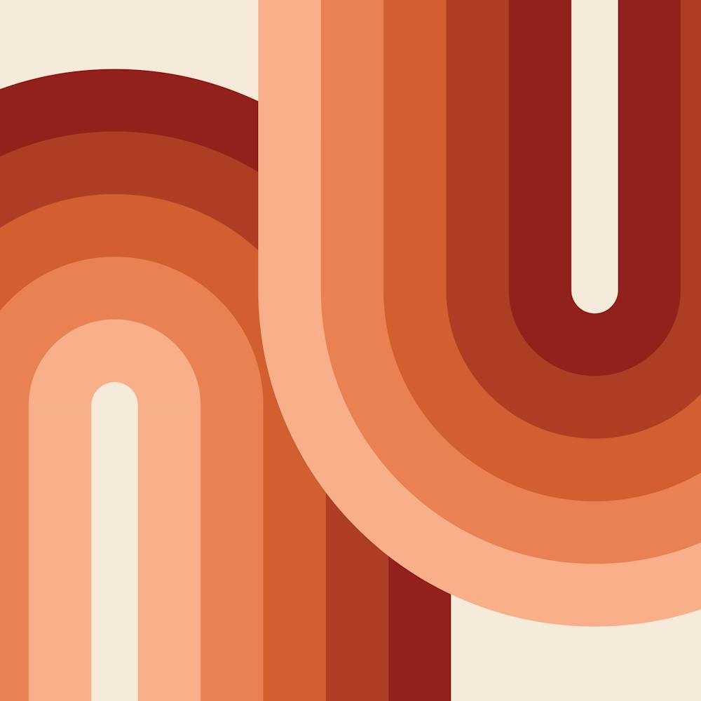 Midcentury Modern Geometric Arch Rainbow 12 In Terracotta Brown 02