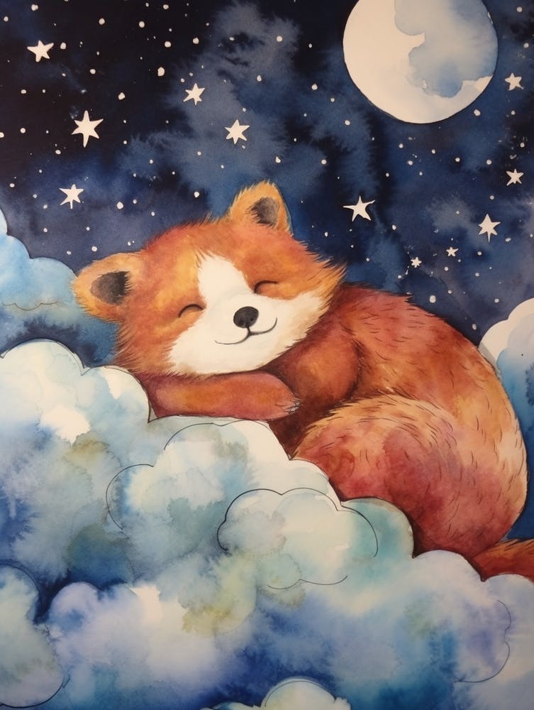 Baby Red Panda 3 Sleeping In The Clouds