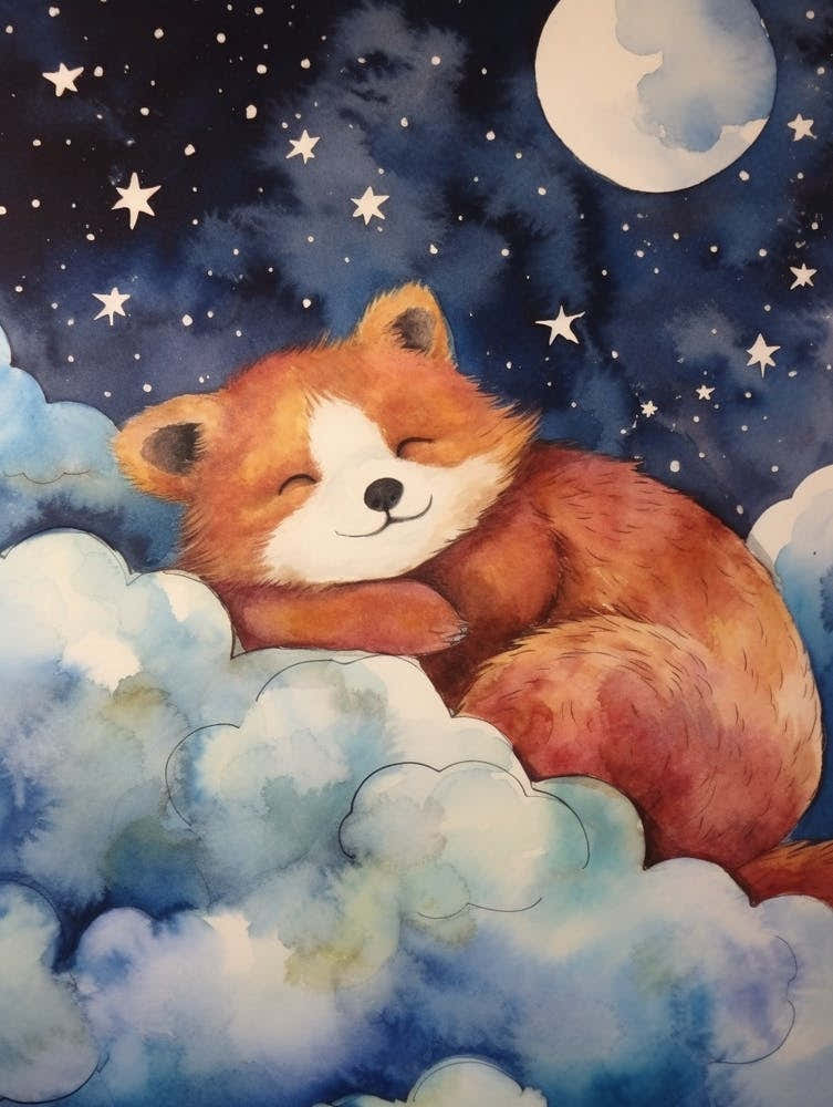 Baby Red Panda 3 Sleeping In The Clouds