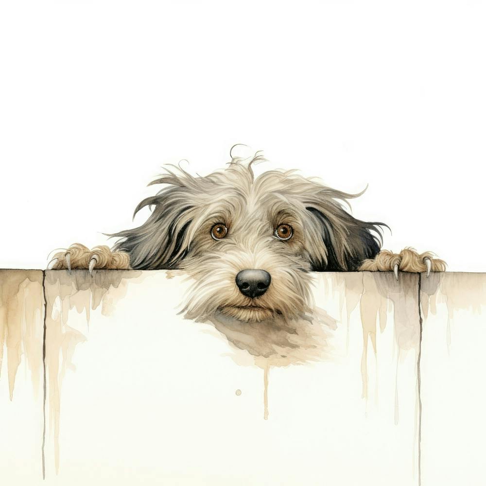 Dog Peeking Over Fence 2