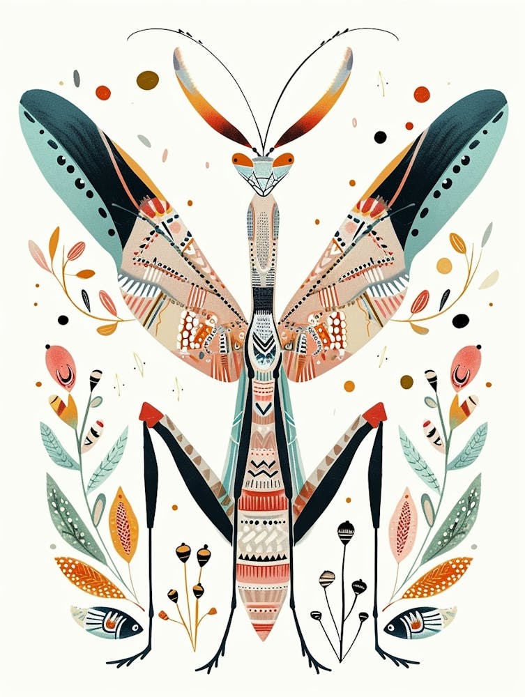 Colourful Insect Illustration Praying Mantis 6