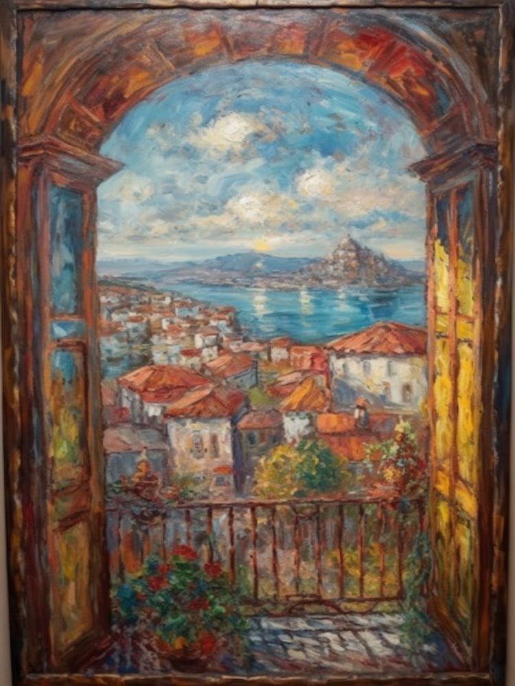 Window View Of Istanbul In The Style Of Impressionism 4