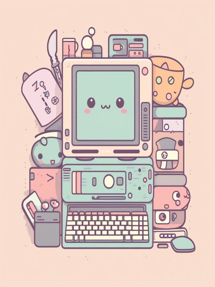 Retro Computer Kawaii Illustration 4
