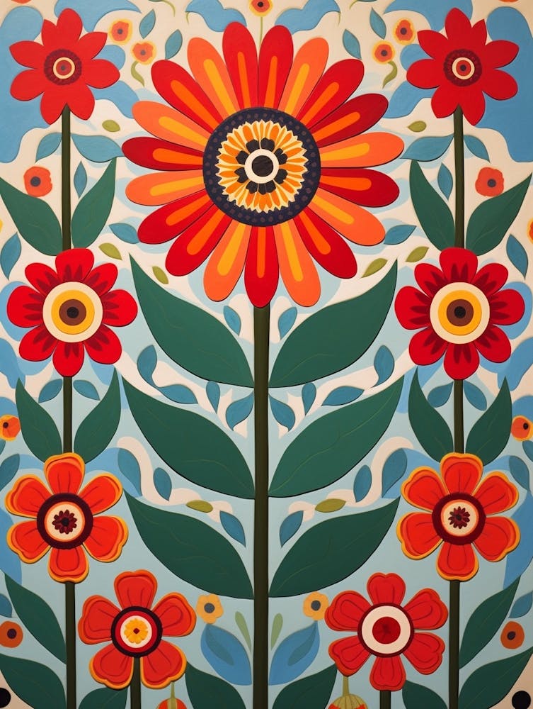 Flower Motif Painting Zinnia 2