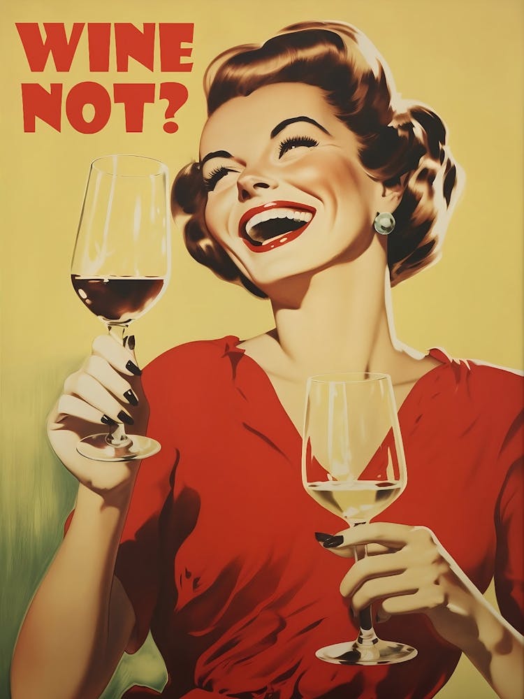 Wine Not Poster Funny Poster Printable Kitchen Wall Art For Wine Lovers Bar Decor Print Retro Kitchen Art Retro Cafe Print Alcohol Poster